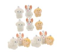 Garneck 12pcs Resin Cartoon Dog Charms Soft Flocking Puppy Pendants for DIY Animal Necklace Bracelet Earring Keychain Making Cute Corgi Bear Designs Craft Supplies for Creative Jewelry