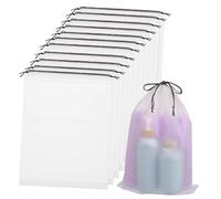 Garneck 12pcs Semi Clear Drawstring Shoe Storage Bags Lightweight Travel Essential Organizer for Shoes Makeup and Toiletries Space Saving Packing for Daily and Travel Use