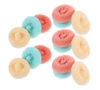Garneck 15pcs Bamboo Fiber Round Dish Scrubber Non Scratch Mesh Scourers for Pot Sink and Dining Areas Random Color