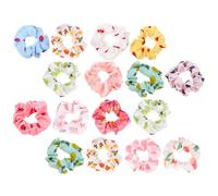 Garneck 16pcs Fruit Print Hair Scrunchies Set Soft Fabric Ponytail Holders Fresh Hand-Painted Design Colorful Hair Rings for Everyday Accessories