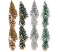 Garneck 16Pcs Mini Christmas Trees Set Artificial Pine Xmas Holiday Tabletop Decor Small Decorative Xmas Tree Ornaments for Home and Party Micro Landscape