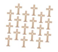 Garneck 18pcs Unfinished Wooden Cross Ornaments DIY Craft Surface Compact Portable Religious Decorations for Baptism First Communion Church Tabletop Spiritual Symbols