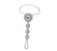 Garneck 1Pc Delicate Geometric Anklet for Women Silver Decorative Foot Jewelry with Simulated Pearl Rhinestone for Daily Wear Special Occasions
