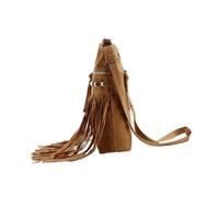 Garneck 1Pc Fashionable Tassel Rivet Phone Bag for Women Versatile Zippered Single Shoulder Crossbody Pouch for Daily Use and Travel Elegant Design Camel Color