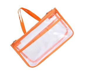 Garneck 1pc Portable Eva Toiletry Bag for Women Multi-Function Cosmetic Organizer with Dual Zipper Travel Makeup Pouch in Orange for Business Trips Camping and Car Use