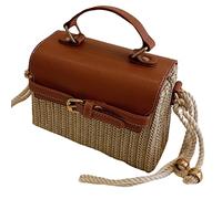 Garneck 1Pc Women's Fashion Straw Crossbody Bag Stylish Woven Design Clutch Purse for Storing Wallet Phone and Cosmetics Chic Brown