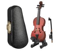 Garneck 1set Miniature Violin Adornment Bow and Case Realistic Tiny Musical Instrument for Desktop Decor for Home Office and Dollhouse Decoration