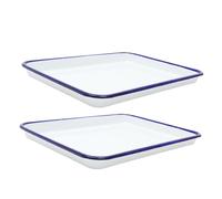 Garneck 2 Pack Enamel Baking Pan Set - White Rectangular Roasting Tray - Ceramic Cookie Sheet Serving Dish Enamelware for Kitchen 1022x707 Inch Ideal for Baking Roasting and Serving