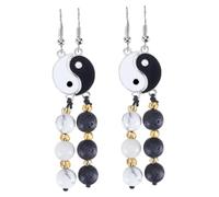 Garneck 2 Pairs Black and White Tai Chi Alloy Dangle Earrings for Women Hypoallergenic Drop Earrings for Casual Wear