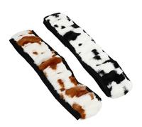 Garneck 2 Pcs Car Steering Wheel Covers with Cow Pattern, Soft Plush Acrylic Fibers, Easy to Disassemble, Comfortable Touching Feeling, for Car Interior Accessories