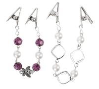 Garneck 2 Pcs Decorative Crystal Sweater Clips with Pearl Butterfly Chain, Metal Cardigan Cinch Clips for Women’s Dress Waist Cinching and Shawl Fastening, Stylish Clothing Random Color