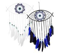 Garneck 2 Pcs Dreamcatcher Evil Eye Dream Catcher Bohemian Wall Hanging with Carefully Selected Plume Tassels Suitable for Bedrooms Home Office