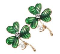 Garneck 2 Pcs Green Shamrock Brooch Pins - Enamel Lapel Pins for St Patrick's Day Celebration - Shamrock Pin Badges for Party Favors and Festive Outfits