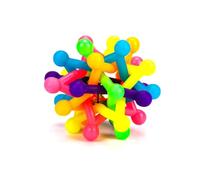 Garneck 2 Pcs Rainbow Rubber Chew Dog Ball for Dogs, Sturdy Teething Puppy with Sound Making Feature, for Pet Grabbing and Chewing at Home or Office