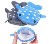 Garneck 2 Pcs Shark Coin Purse Plush Zipper Pouch for Keys Coins Cute Wallet for Boys Durable Fashionable Shark Design Blue Grey
