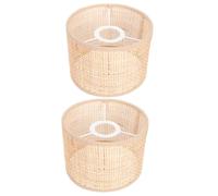 Garneck 2 Pcs Woven Rattan Lampshade Pendant Lamp Cover for Hanging Lights Rustic Wicker Shade for Dining Room Chandelier Indoor Lighting Soft Warm Light 16.00 X 16.00 X 12.00 Cm
