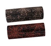 Garneck 2 Rolls Halloween Decorative Tulle Ribbon Wide Black Orange Black Gold Spider Web Print Breathable Polyester Mesh for Gift Wrapping and Crafting Yards Each