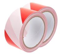 Garneck 2 Rolls Red White Non-adhesive Caution Tape High Visibility Safety Marking Barrier for Construction Crime Scene Warning Hazardous Areas