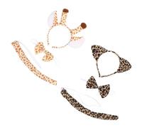 Garneck 2 Sets Animal Ears Headband Costume Accessories with Giraffe and Leopard Tails Bow Ties for Adults Cosplay Props for Halloween Parties Masquerade Fit