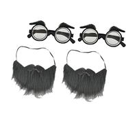 Garneck 2 Sets Fake Beard and Eyeglasses Costume Props Realistic Pirate and Gentleman Party Facial Hair Decorations for Cosplay Masquerade Dancing Events Easy Wear