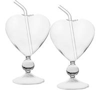 Garneck 2 Sets Heart Shaped Wine Glasses 220ml Elegant Glass Drinkware for Weddings and Banquets Decorative Romantic Cocktail Party Cups