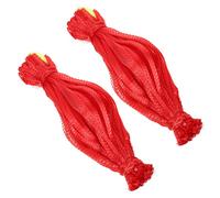 Garneck 200Pcs Red Drawstring Mesh Bags Multipurpose Fruit Storage Pouches Reusable Hanging Vegetable Shopping Bags for Kitchen and Market Use