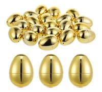 Garneck 20pcs 6x4cm Plastic Fillable Easter Eggs Golden Color Refillable Decorative Easter Egg Ornaments for Party Favors and DIY Hunt Supplies