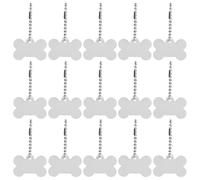 Garneck 20pcs Bone Shape Dog Tag Sublimation Blank Design Aluminum Alloy Hanging Ornament Silver for Pet Collar and Holiday Costume Outfits