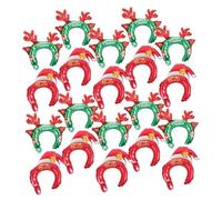 Garneck 20Pcs Christmas Balloon Headbands Inflatable Headdress Party Decorations for Santa Hat Antlers Design Xmas Photo Props for Christmas Celebrations