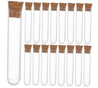 Garneck 20pcs Clear Test Tubes with Leakproof Plastic Stoppers for Plant Propagation Lab Experiments DIY Art Bottles and Candy Storage Single Use Variety for Precision Sampling