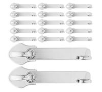 Garneck 20pcs Double-Layer Anti-Burst Nylon #10 Zipper Pull Replacements for Luggage, Mirror Silver Metal Slider Tabs with Suitcase Lock Hole, Travel Zipper Repair Parts for Suitcase