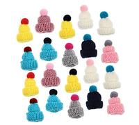 Garneck 20Pcs Miniature Knitted Hats for DIY Crafts Adorable Wear Resistant Tiny Hats Random Colors for Doll Decor Home Decoration and Creative Projects Random Color