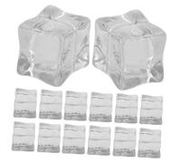 Garneck 20pcs Reusable Clear Plastic Ice Cubes Transparent Fake Ice for Bar Decor Photography Props Realistic Simulation Decorative Cubes