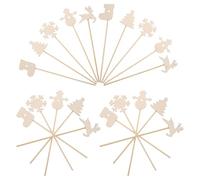 Garneck 20pcs Wooden Fairy Wand Sticks for Smooth Sanded DIY Craft Princess Wands with Christmas Themes Tree Stocking Snowflake Snowman Reindeer Safe Lightweight Party Cosplay Accessories