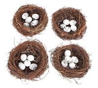 Garneck 24pcs Artificial Bird Nest with Simulation Rattan Nests and Fake Bird Eggs Easter Party DIY Decor for Home Garden Office Photo Props Vintage Rustic Ornament