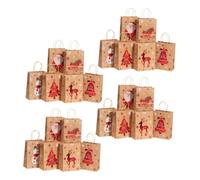 Garneck 24pcs Handheld Christmas Paper Bags Sturdy Xmas Themed Wrapping Tote Bags for Parties Presents Create Festive Atmosphere
