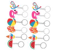 Garneck 24pcs Hawaiian Beach Party Key Chain Ornaments PVC Bag Hanging Decor with Ice Cream Duck Slippers Watermelon and Volleyball Fun Keychain Decorations for Accessories