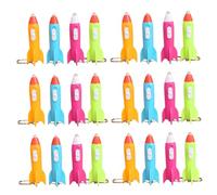 Garneck 24pcs Luminous Rocket Shaped Key Pendants Lightweight Bag Hanging Adornments Party Favor Decorations for Space Galaxy Themes Random Color