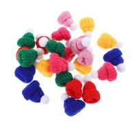 Garneck 24pcs Mini Knitting Hats for Christmas DIY Decorative Knitted Hats for Dolls Wine Bottles Crafts Xmas Ornaments with Pom Poms for Holiday Decorations