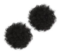Garneck 2pcs 15cm Curly Synthetic Hair Bun Scrunchies Drawstring Afro Puff Hairpieces Clips for Women Hair Accessories