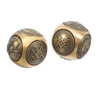 Garneck 2pcs 36mm Six-sided Relief Brass Chinese Baoding Balls Hand Exercise Stress Balls for Hand Therapy and Strengthening Traditional Metal Massage for Arthritis and Relaxation