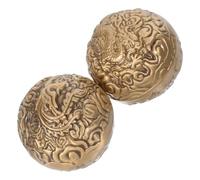 Garneck 2Pcs 500G Brass Hand Exercise Balls Dragon Phoenix Design - Smooth Rotating Handballs for Grip Strengthening, Finger Workouts, and Hand Therapy Rehabilitation