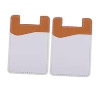 Garneck 2Pcs Adhesive Phone Card Holders Cell Wallet Sleeve Sticky Wallet Back Pocket for Smartphones Brown Concave Design Cellphone Holder for Travel and Daily Use