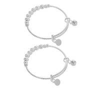 Garneck 2pcs Adjustable Bracelet with Bell Bangle Jewelry Silver Tone Birth Wristband Newborn Accessory for Boys