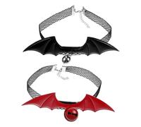 Garneck 2pcs Adjustable Cute Halloween Bat Wing Cat Collar Kit with Bell Breakaway Pet Collars for Cats Safe Comfortable Design for Holiday Costumes