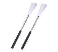 Garneck 2pcs Adjustable Handle Long Shoe Horns Stainless Steel Retractable Shoehorn Tool for Boots Elderly Pregnant Back Relief