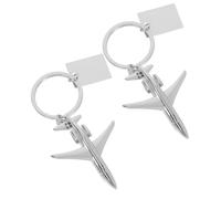 Garneck 2pcs Aircraft Keyrings with Blank Tag for Engraving Silver Airplane Charm Keychains for Travel Lovers Bag Ornament Keyrings Creative Pilot gift for for for for for for for Men and Women
