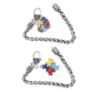 Garneck 2pcs Autism Puzzle Bracelets Zinc Alloy Hand Chains Autism Awareness Charm Wristbands Bright Decorative Jewelry for Parties Festive Occasions