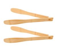 Garneck 2pcs Bamboo Toast Tongs, 12 Inch No Paint Bamboo Toaster Tongs, Anti-Slip Comfortable to Hold, Toaster Accessory for Serving Bread and Toast, Beige