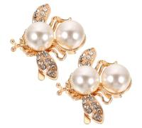 Garneck 2pcs Bee Shape Alloy Shoe Buckle Clips with Imitation Pearl, Lightweight and Versatile Use Decorative Bag and Shoes Accessories for Vacations and Gatherings